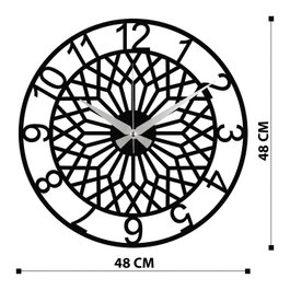 Wallity Reloj de Pared Decorativo S009 de Metal Negro 48x48 cm